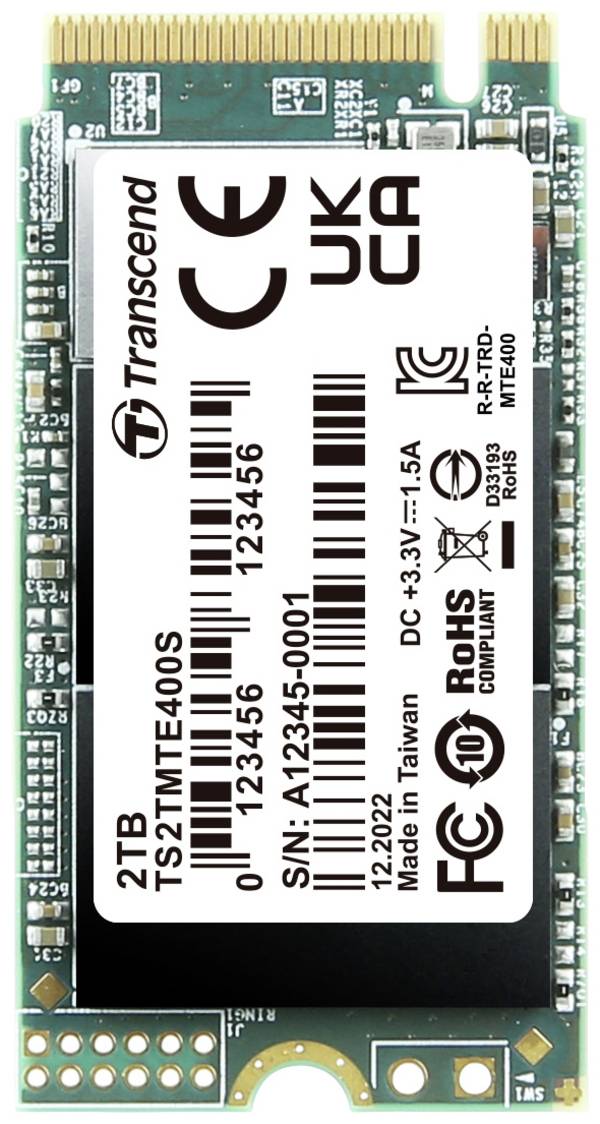 Transcend MTS400S 2 TB Interne M.2 PCIe SSD PCIe NVMe 3.0 x4 Retail TS2TMTE400S