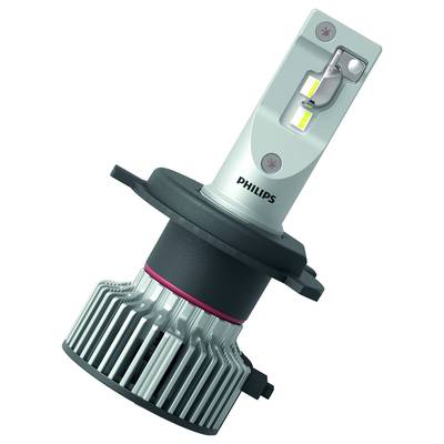Das Bild zeigt eine LED-Lampe mit einem Kühlkörper und dem Markennamen. Sie ist für den Einsatz in Autoscheinwerfern gedacht.