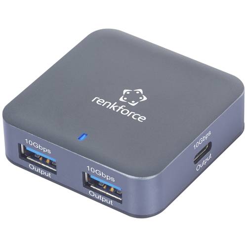 Renkforce RF-USBH-500 2+2 Port USB 3.2 Gen 2-Hub mit Aluminiumgehäuse Aluminium-Grau