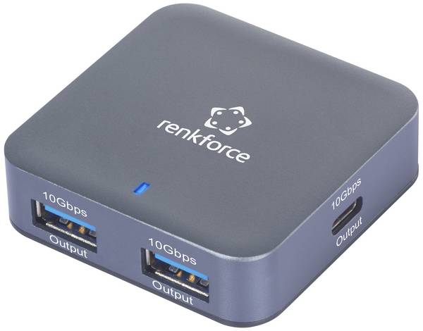 Renkforce RF-6416462 USB-Hub 2+2 Port USB-A, USB-C® USB 3.2 Gen2 10 GBit/s mit Aluminiumgehäuse, mit USB-C® Stecker Aluminium-Grau RF-USBH-500