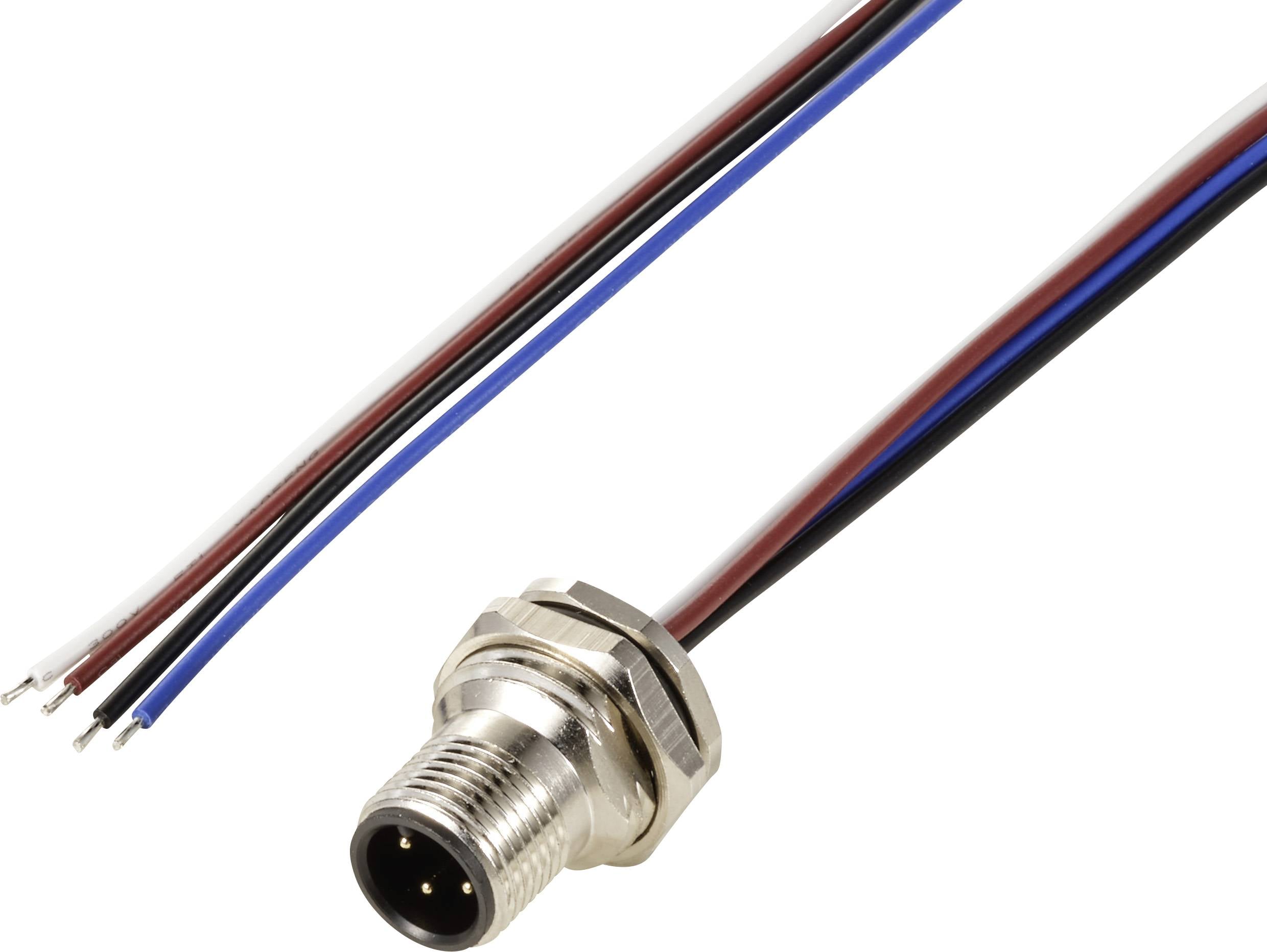 TRU COMPONENTS TC-12833072 Sensor/Aktor Einbaustecker M12 Stecker, Einbau 0.5 m Polzahl Sensoren: 4 1 St.