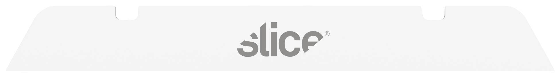 Eine weiße Packung Cutterklingen mit dem Markennamen 'slice' in Grauschrift.