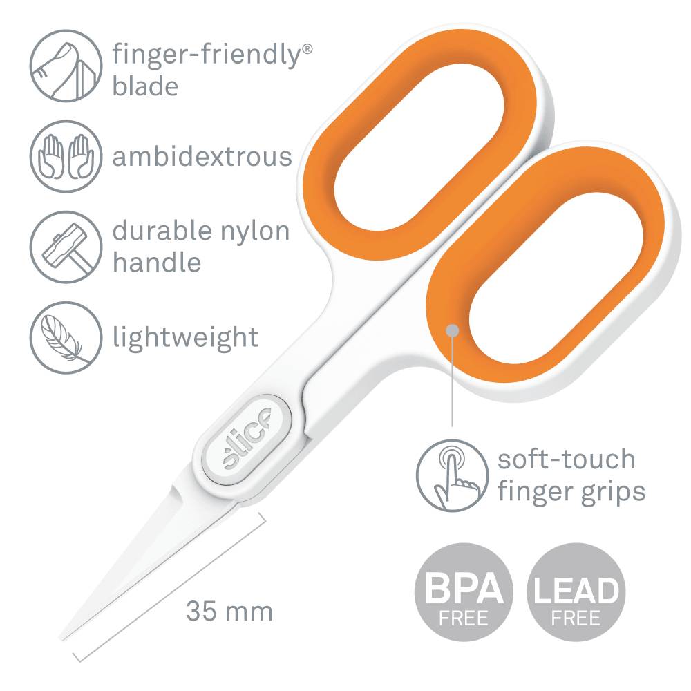 Slice 10546 Universalschere Linkshänder, Rechtshänder 132 mm Orange, Weiß-3