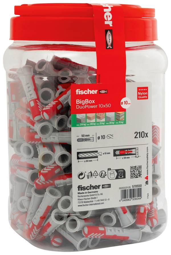 Fischer 570550 DuoPower Dübelset 50 mm 10 mm 210 St.