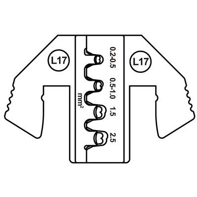 Abisolierzange mit Skala für Kabelquerschnitte: 0,2-0,5 mm², 0,5-1,0 mm², 1,5 mm², 2,5 mm², markiert mit 'L17'.