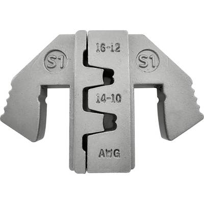Metallische Crimpzange mit Aufschrift '16-12', '14-10' und 'AWG'. Geeignet zum Crimpen von Kabelverbindungen.