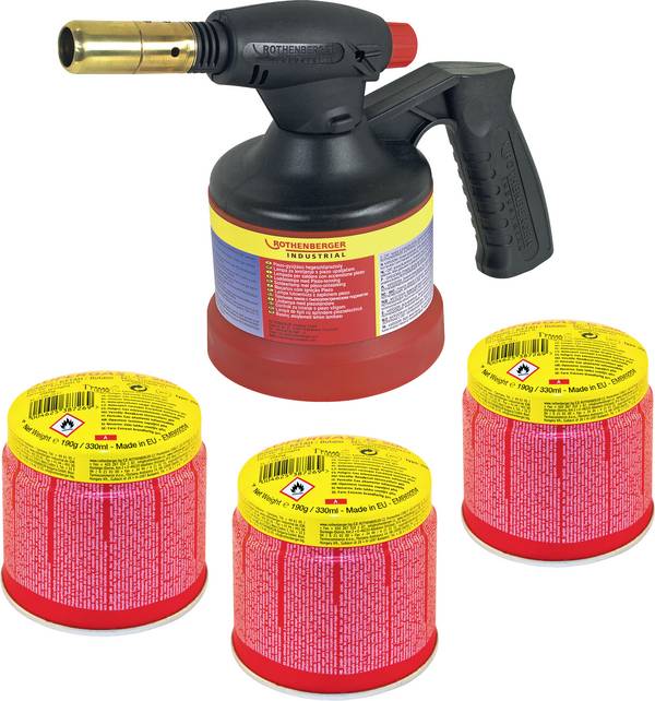 Rothenberger Industrial 1500004104 Lötlampe 1800 °C inkl. Piezozünder, inkl. Gaskartusche 1 Set