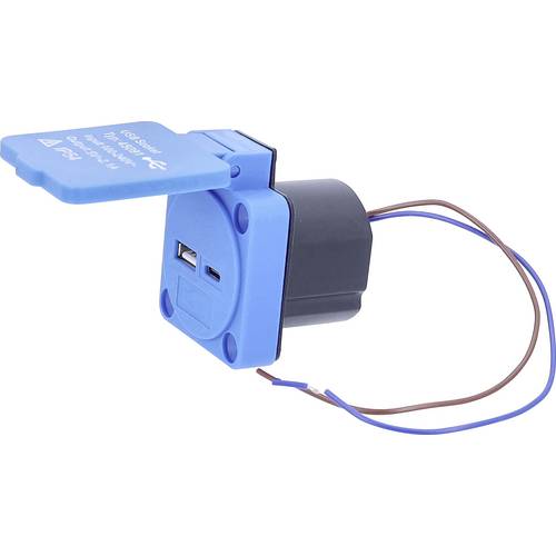 AS Schwabe 45091 USB-Ladesteckdose mit USB-C®, mit USB-Ladeausgang IP54 Blau