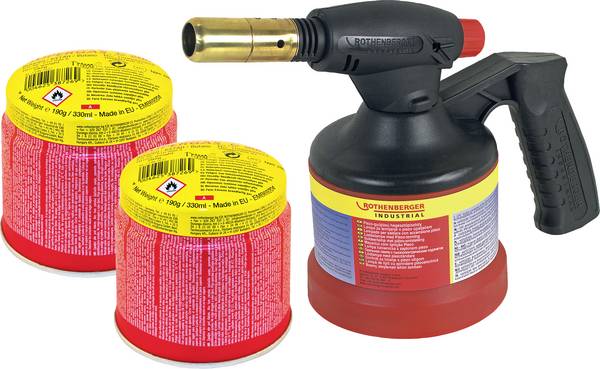 Rothenberger Industrial 1500004632 Lötlampe 1800 °C inkl. Piezozünder, inkl. Gaskartusche 1 Set