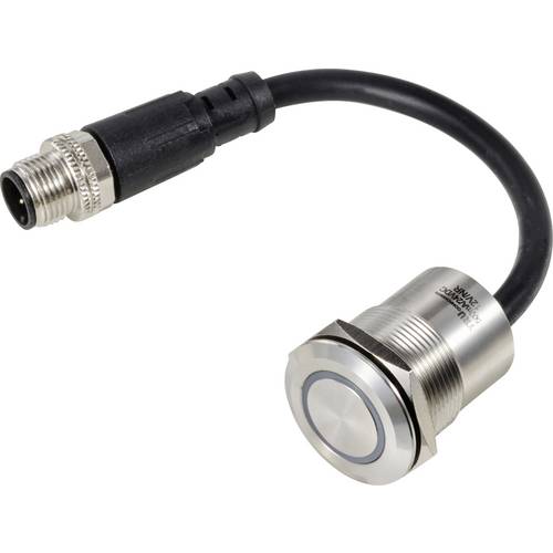 TRU COMPONENTS TC-12835308 TC-PS223P10YSSG12T M12 MALE CONNECTOR Piezotaster 24 V 0.2 A 1 x Aus/(Ein) tastend Grün (Ø) 2...