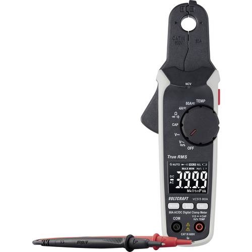 VOLTCRAFT VC513 80A Stromzange Auflösung 1 mA CAT III 600 V Anzeige (Counts): 4000 hochpräzise für Gleichstrom, Ladestro...