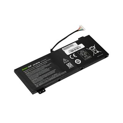 Laptop-Akku mit Aufkleber für technische Spezifikationen und Recyclingsymbole.
