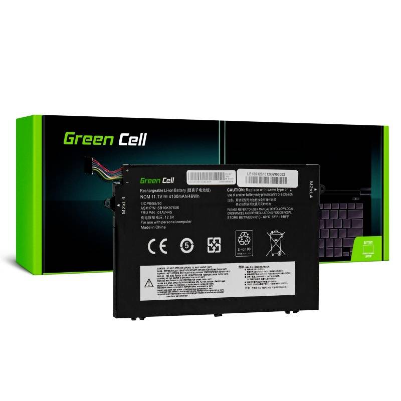 'Green Cell' Laptop-Akku, wiederaufladbar, 11.1V, 6100mAh, mit grünem Karton im Hintergrund. Geeignet für den Austausch oder Ersatz.