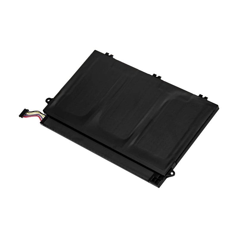 Ein rechteckiger, schwarzer Akku mit Drähten, geeignet für elektronische Geräte wie Laptops oder Tablets.