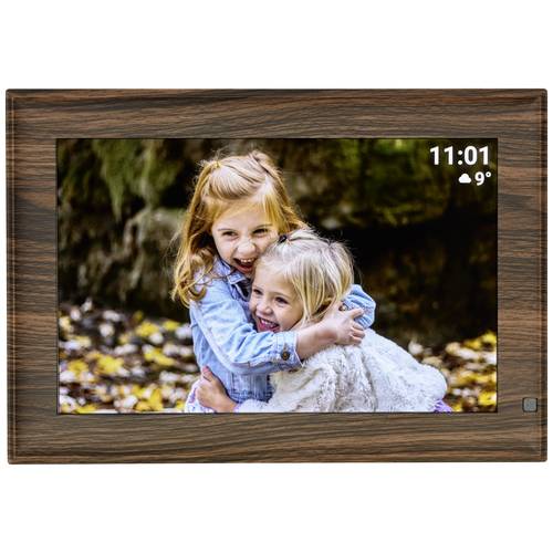 TFA Dostmann FRAMEO App Digitaler WiFi-Bilderrahmen 25.7 cm 10.1 Zoll 1280 x 800 Pixel 32 GB Holz (dunkel), Schwarz