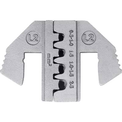 Metallklemme für Kabelverbindungen mit drei unterschiedlichen Kerben für Kabelgrößen. Markierungen: 'L2', '6-9', '10-15', '25 mm²'.