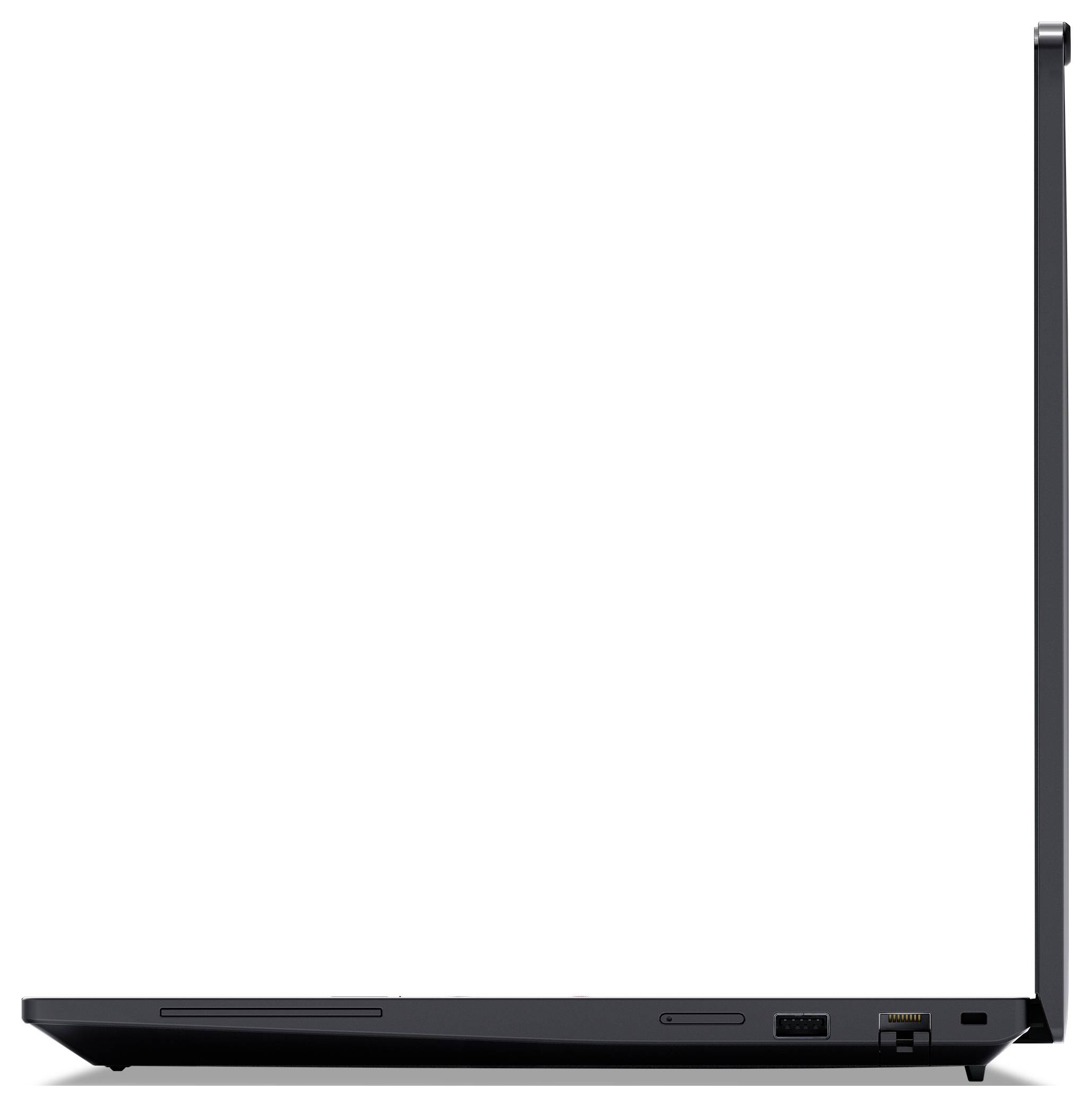 Laptop von der Seite, Display nach hinten geneigt, zeigt Anschlüsse auf der rechten Seite.