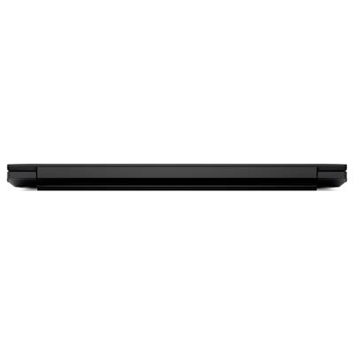 Ein geschlossener Laptop von der Seite gezeigt, überwiegend in Schwarz gehalten.