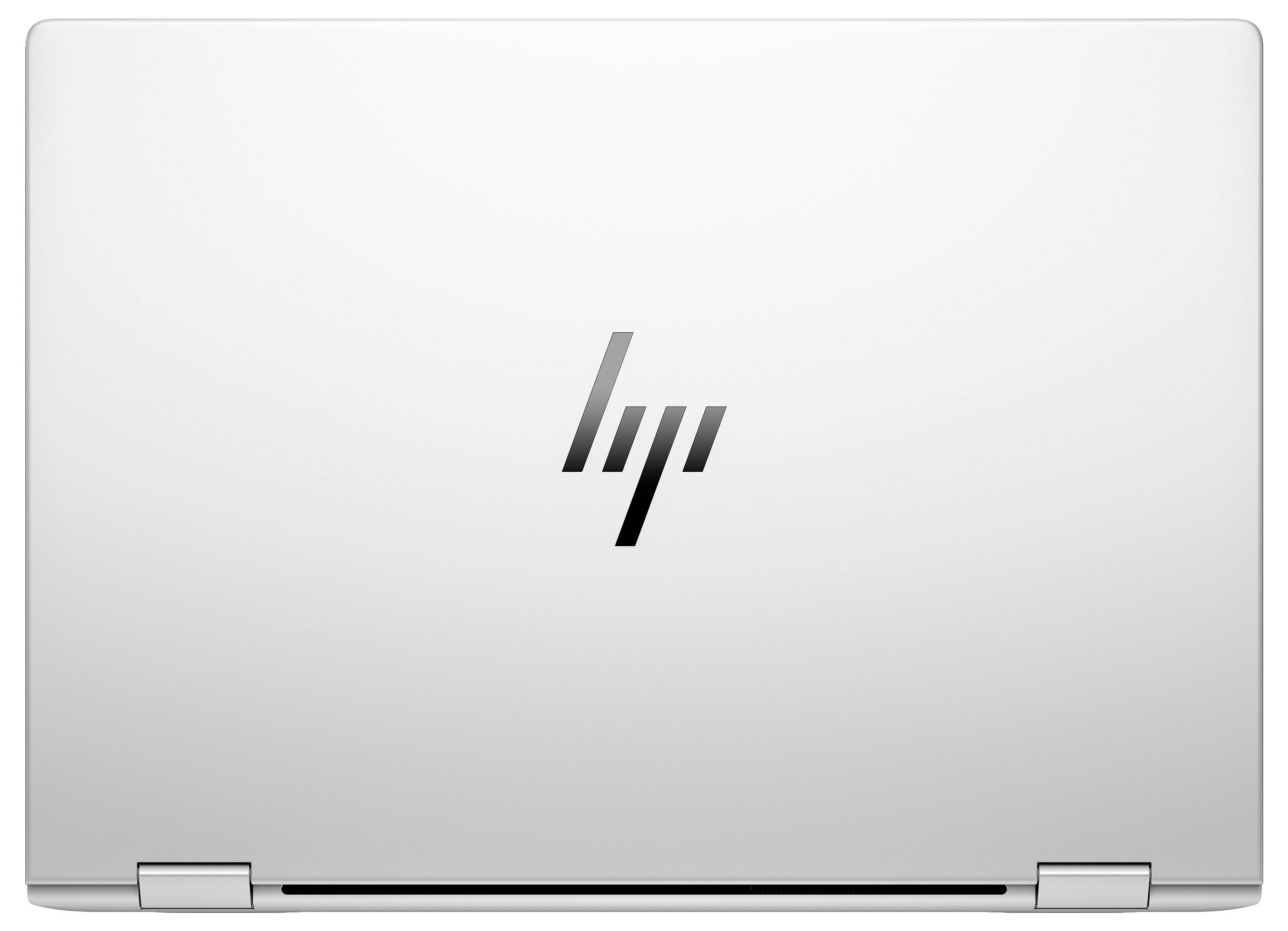 Ein silberner Laptop der Marke HP mit geschlossenem Deckel, auf dem das HP-Logo in der Mitte sichtbar ist.