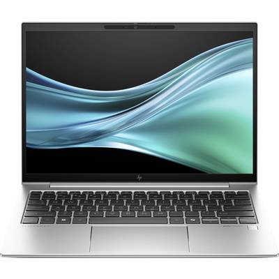 Ein silberner Laptop mit schwarzer Tastatur und einem Bildschirm, der eine blaue schwingende Linie zeigt.