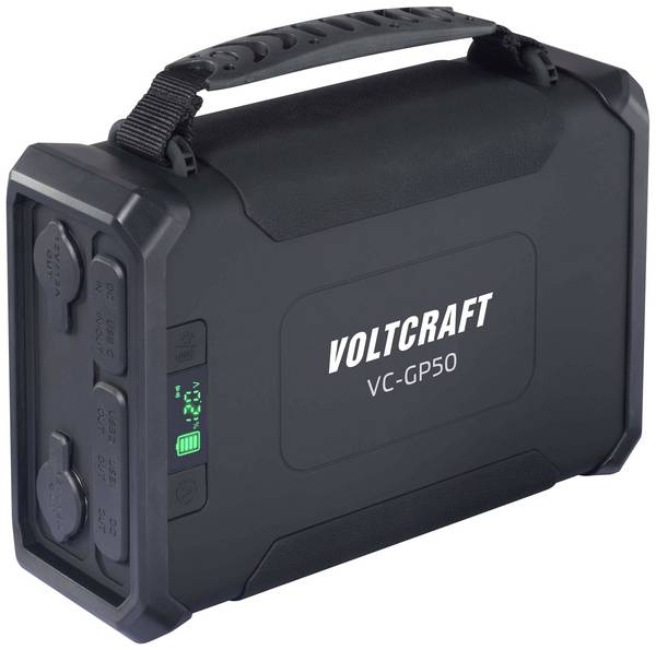 VOLTCRAFT VC-GP50 Powerbank 96000 mAh USB PD 2.0 Li-Ion Schwarz (matt) gleichzeitiges Laden und Entladen, LED Taschenlampe, Outdoor, Statusanzeige