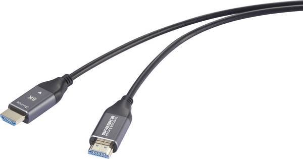 SpeaKa Professional HDMI / Glasfaser Anschlusskabel HDMI-A Stecker, HDMI-A Stecker 60 m Schwarz SP-12842680 8K UHD, AOC (Aktives optisches Kabel) HDMI-Kabel