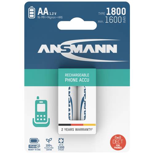 Ansmann 1312-0038 Mignon (AA)-Akku NiMH 1600 mAh 1.2 V 2 St.