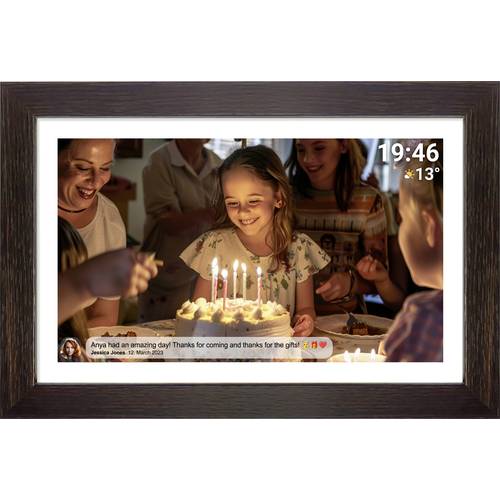 Denver PFF1543DW Digitaler WiFi-Bilderrahmen 39.6 cm 15.6 Zoll EEK: D (A - G) 1920 x 1080 Pixel 16 GB Holz (dunkel)