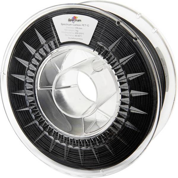 Spectrum Filaments 80468 PET-G Carbon Filament PETG Compound Kohlefaserverstärkt, Matt 1.75 mm 1000 g Schwarz, Carbon  1 St.