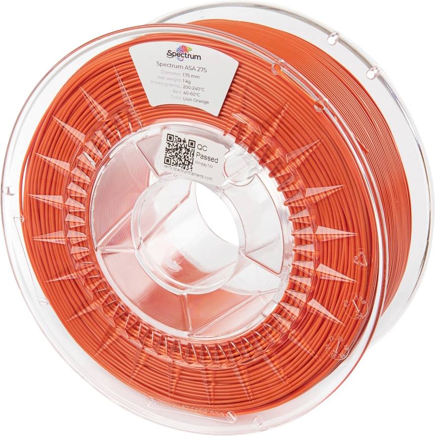 Spectrum Filaments 80304 ASA 275 LION ORANGE Filament ASA Slagvast, Weerbestendig, UV-bestendig 1.75 mm 1000 g Oranje 1 stuk(s)