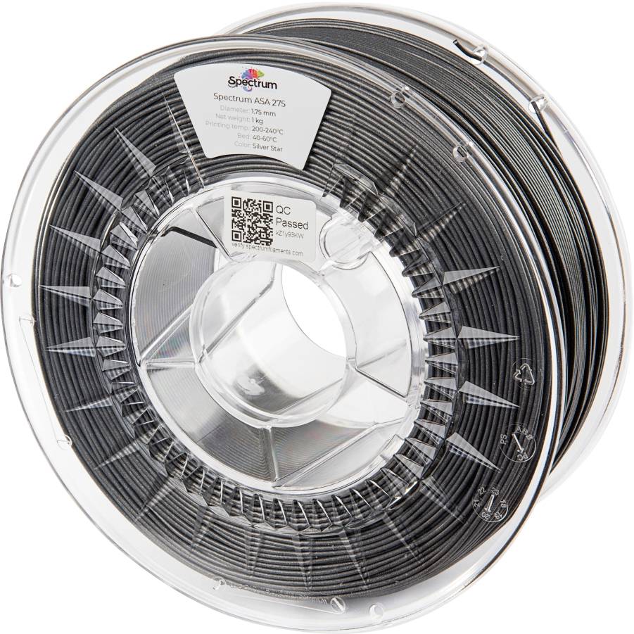 Spectrum Filaments 80308 ASA 275 SILVER STAR Filament ASA Slagvast, Weerbestendig, UV-bestendig 1.75 mm 1000 g Zilver 1 stuk(s)