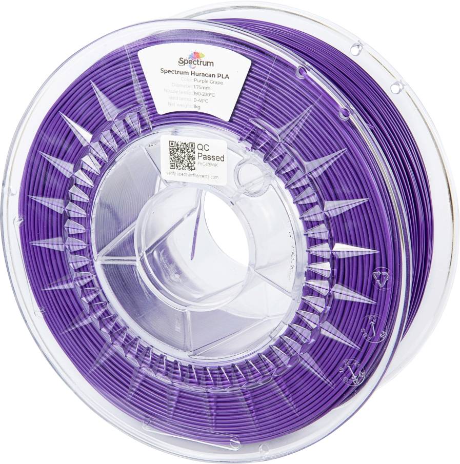 Spectrum Filaments 80927 Huracan PLA PURPLE GRAPE Filament PLA kunststof Highspeed filament, Verhoogde extrusionsrate 1.75 mm 1000 g Lila 1 stuk(s)
