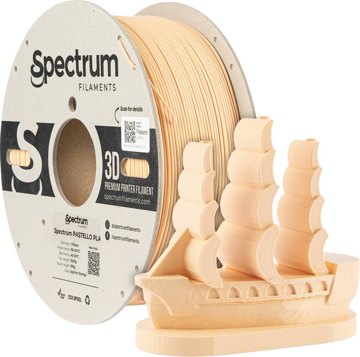 Spectrum Filaments 80708 Pastello PLA Filament PLA kunststof Mat 1.75 mm 1000 g Apricot Orange, Oranje, Pastel 1 stuk(s)