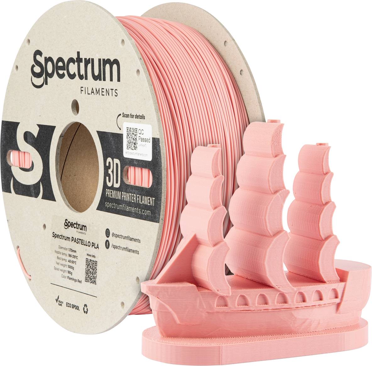 Spectrum Filaments 80730 Pastello PLA Filament PLA kunststof Mat 1.75 mm 1000 g Flamingo Red, Rood, Pastel 1 stuk(s)