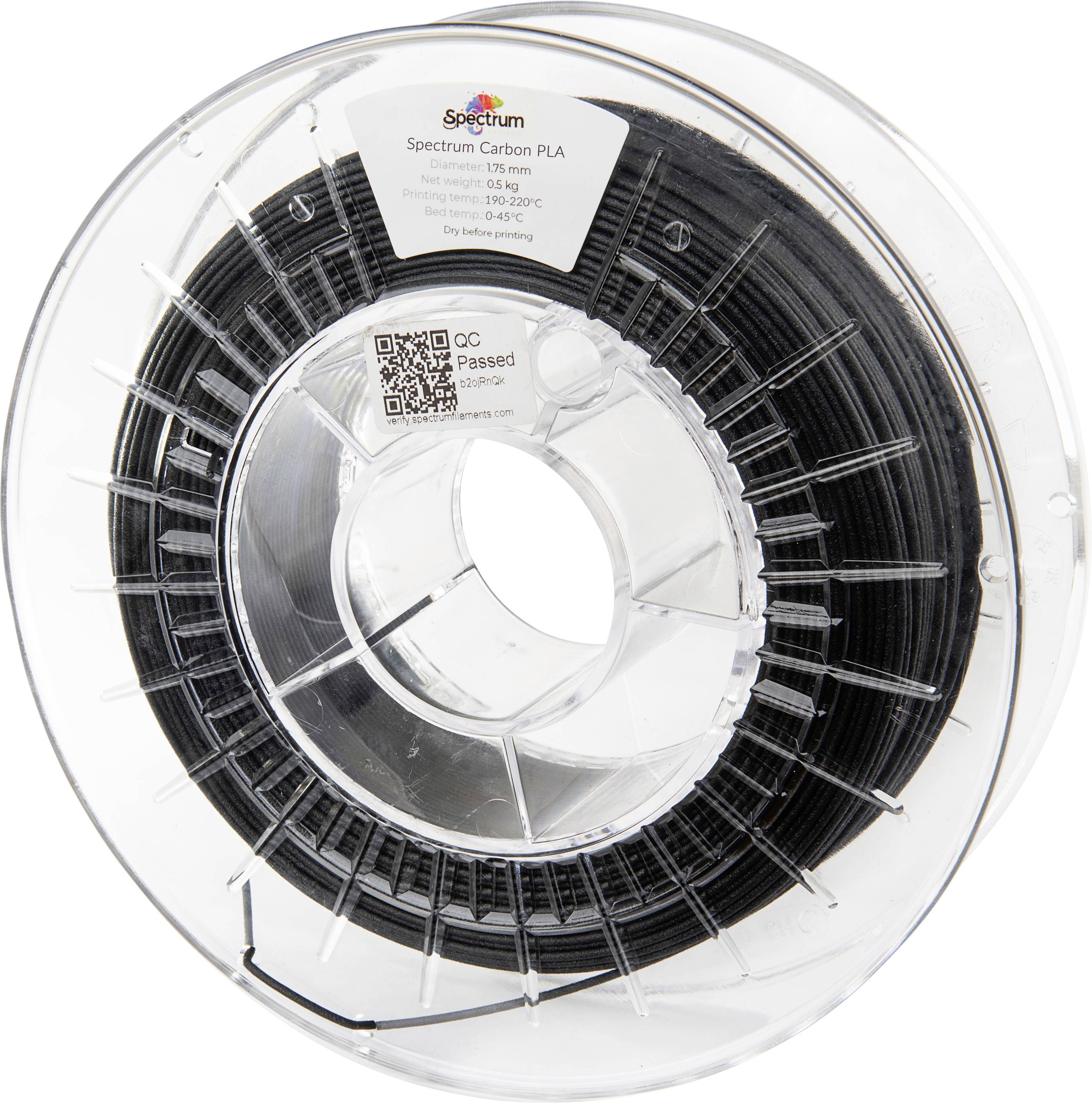 Spectrum Filaments 80465 PLA Carbon Filament PLA-CF Koolstofvezelversterkt, Mat 1.75 mm 500 g Zwart 1 stuk(s)