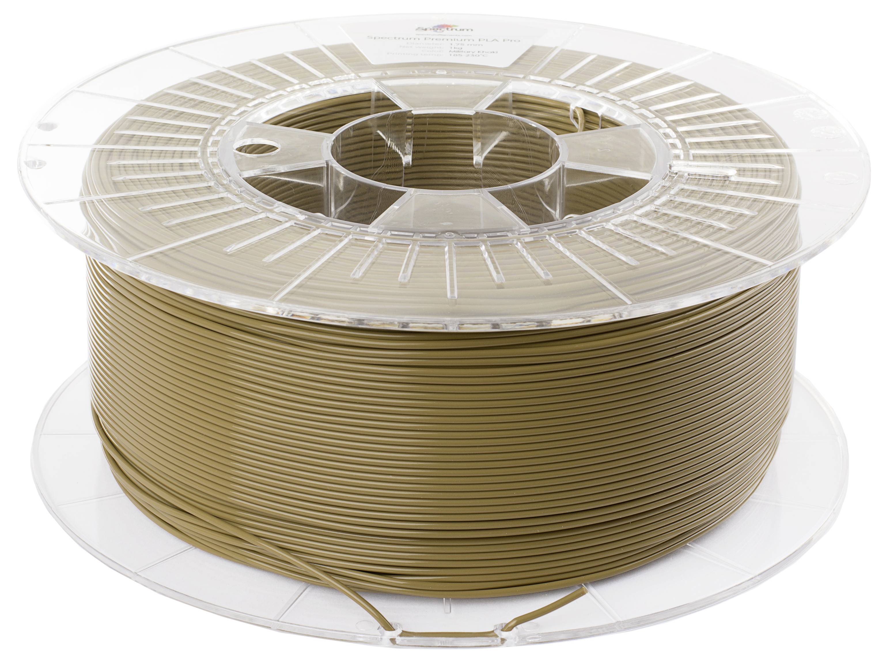 Eine Spule mit braunem 3D-Druckerfilament auf einer transparenten Kunststoffrolle.