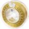 Eine Rolle goldfarbenes 3D-Druckerfilament aus PLA, auf einer transparenten Spule. Etikett: 'Spectrum Premium PLA SILK, Golden Gold'.