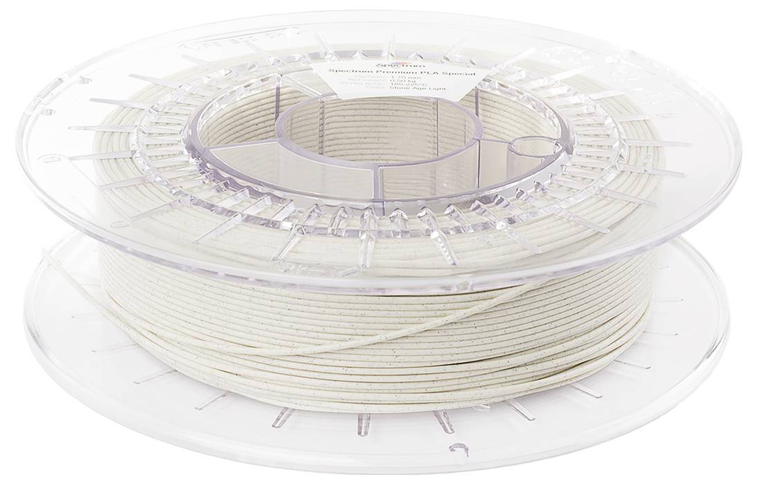 Spule mit weißem Nylon-3D-Druckmaterial, transparentes Gehäuse, Etikett mit Spezifikationen erkennbar.