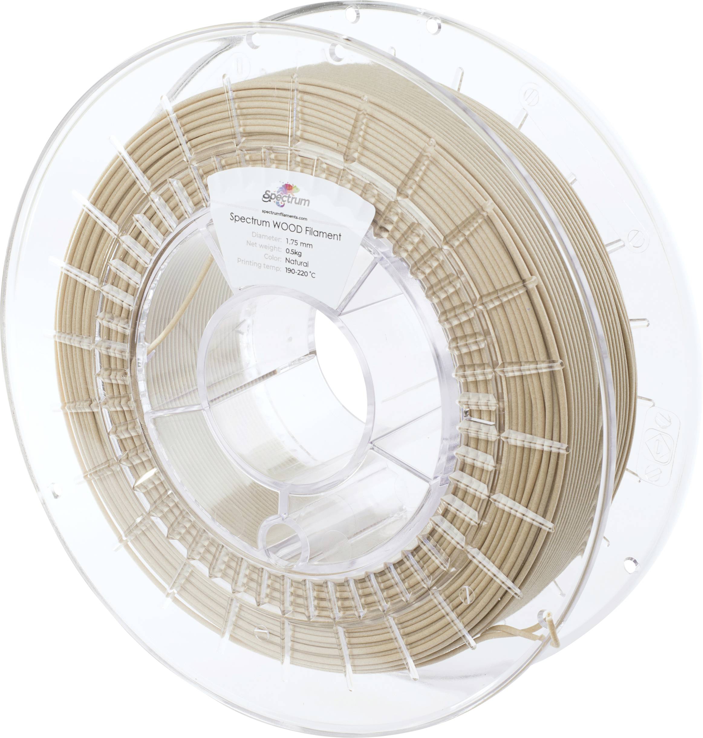 Spectrum Filaments 80169 WOOD Filament PLA Compound Houtachtig uiterlijk, Goede verfhechting, Makkelijk te schuren 1.75 mm 500 g Naturel 1 stuk(s)