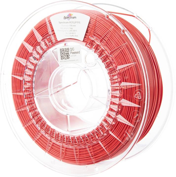 Spectrum Filaments 80746 PET-G/PTFE Filament PETG/PTFE Chemisch bestendig 1.75 mm 1000 g Traffic Red, Rood 1 stuk(s)