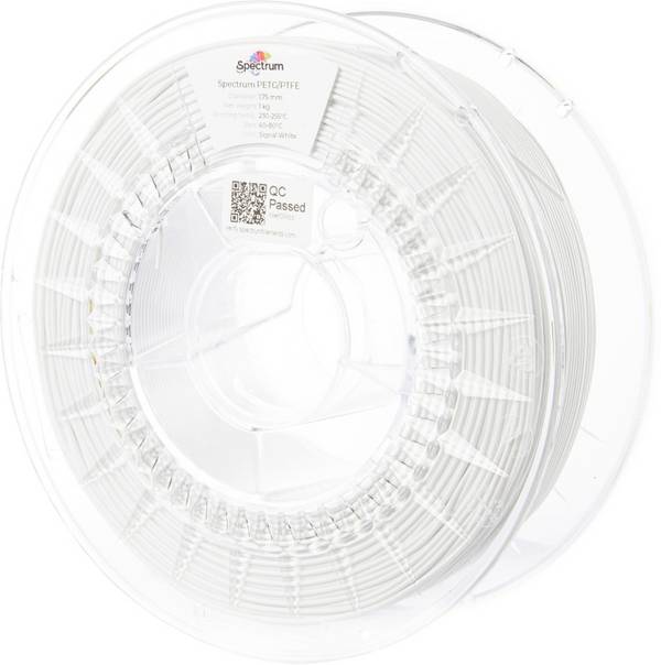 Spectrum Filaments 80743 PET-G/PTFE Filament PETG/PTFE chemisch beständig 1.75 mm 1000 g Signal White, Signalweiß (RAL 9003), Weiß  1 St.