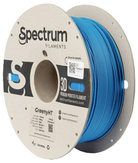 Spectrum Filaments 80703 GreenyHT Filament PLA kunststof Hittebestendig, Hoge stijfheid, Mat 1.75 mm 1000 g Light Blue, Blauw 1 stuk(s)