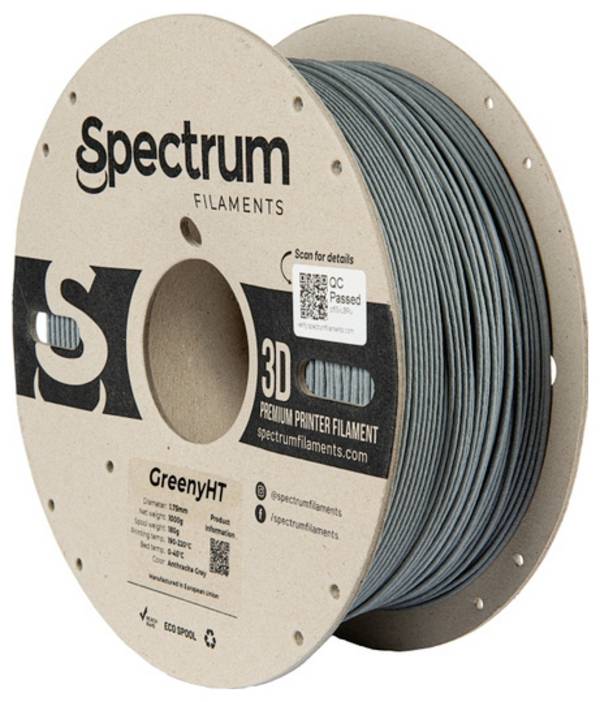 Spectrum Filaments 80701 GreenyHT Filament PLA hitzebeständig, hohe Steifigkeit, Matt 1.75 mm 1000 g anthracite grey, Anthrazit-Grau, Grau  1 St.