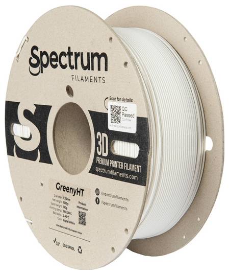 Spectrum Filaments 80700 GreenyHT Filament PLA kunststof Hittebestendig, Hoge stijfheid, Mat 1.75 mm 1000 g Signal White, Signaalwit, Wit 1 stuk(s)