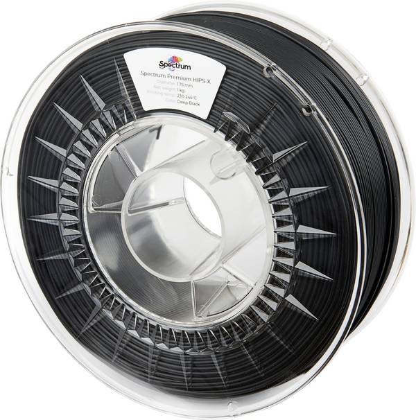 Spectrum Filaments 80078 HIPS-X DEEP BLACK Filament HIPS, Supportmaterial schlagfest, Matt, Leicht zu schleifen 1.75 mm 1000 g Tief-Schwarz Z-HIPS 1 St.
