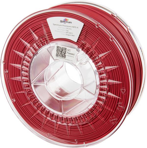 Spectrum Filaments 80077 HIPS-X DRAGON RED Filament HIPS, Supportmaterial schlagfest, Leicht zu schleifen, Matt 1.75 mm 1000 g Rot Z-HIPS 1 St.