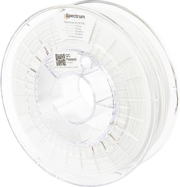 Spectrum Filaments 80540 PC/PTFE Filament PC/PTFE hitzebeständig, chemisch beständig 1.75 mm 750 g Natural, Natur  1 St.