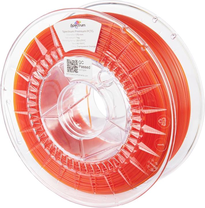 Spectrum Filaments 80736 Premium PCTG Filament PCTG Chemisch bestendig, Geurarm 1.75 mm 1000 g Transparant oranje, Oranje 1 stuk(s)