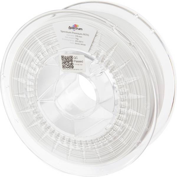 Spectrum Filaments 80057 PET-G Premium Filament PETG chemisch beständig, schlagfest 1.75 mm 1000 g arctic white, Weiß, Arktis-Weiß  1 St.