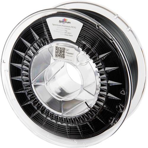 Spectrum Filaments 80056 PET-G Premium Filament PETG chemisch beständig, schlagfest 1.75 mm 1000 g Deep Black, Schwarz 1...